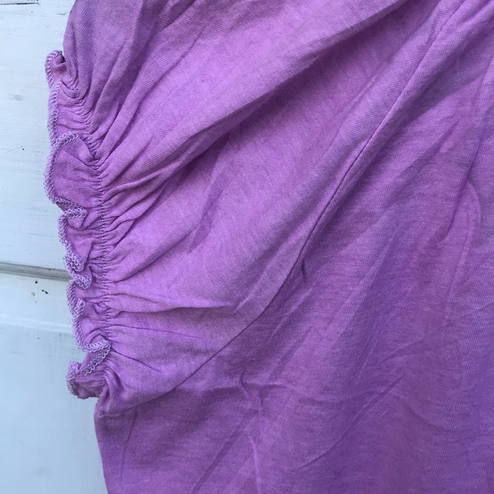 Only Nine Pink Purple Floral T-Shirt Women’s L Elastic Neck Tee